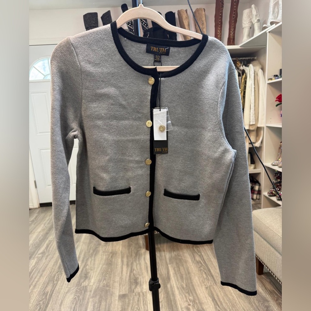 Truth Gray Knitwear with Black Accents